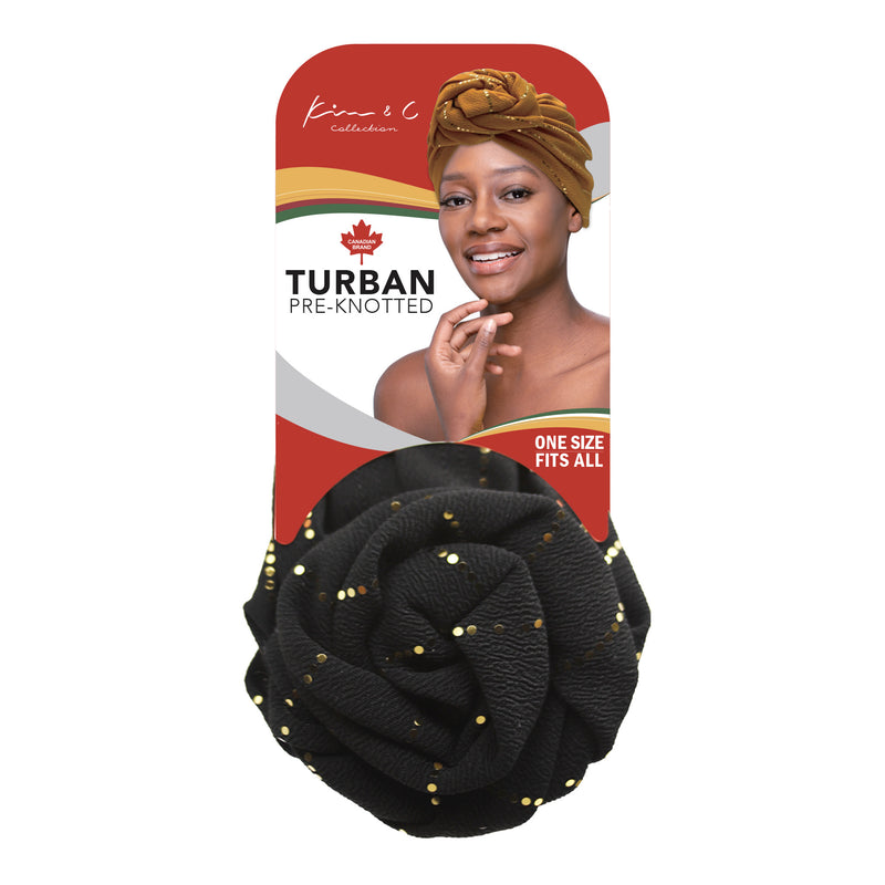KIM & C Premium Pre-Knotted Turban with Gold Line