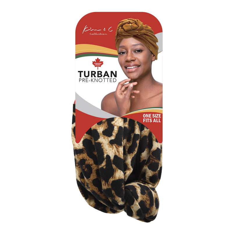 KIM & C Premium Pre-Knotted Turban with Animal Pattern