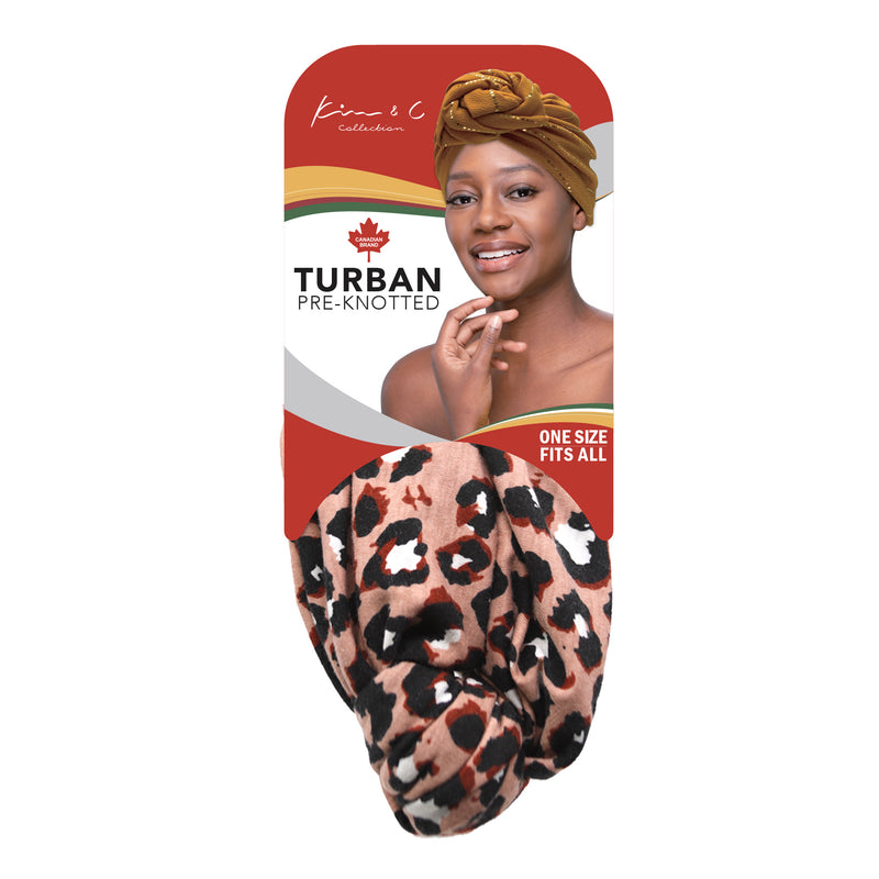 KIM & C Premium Pre-Knotted Turban with Animal Pattern
