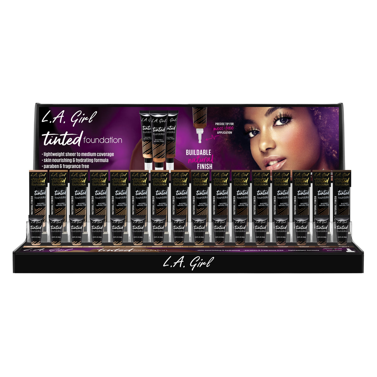 L.A. GIRL Tinted Foundation Display with Testers (1.06oz, 16colors x 6pcs) (GCD415B)