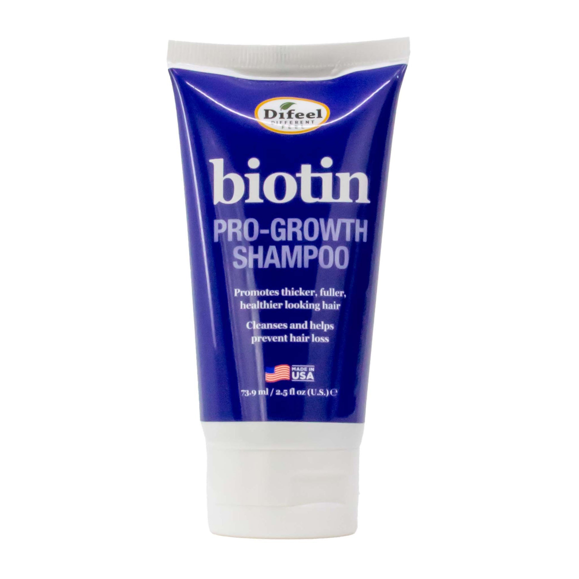 Tube of Difeel Biotin Pro-Growth Shampoo on a white background