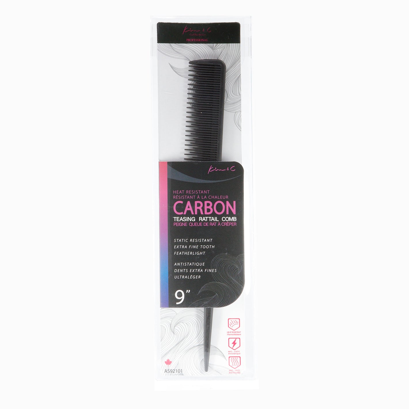 Kim & C Carbon Teasing Rat Tail Comb 9inch