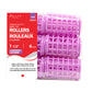 Pack of pink hair rollers with red packaging on a white background