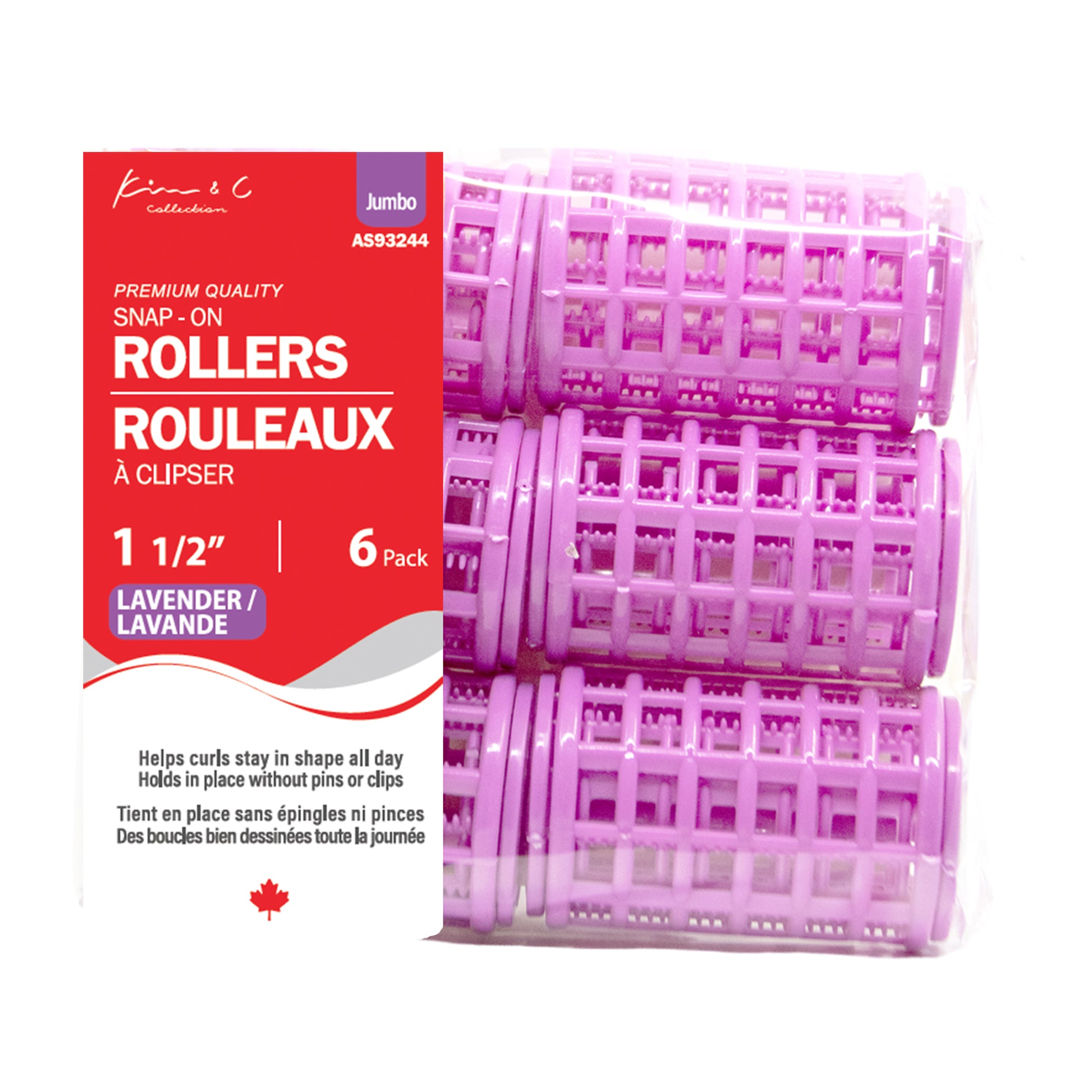 Pack of pink hair rollers with red packaging on a white background