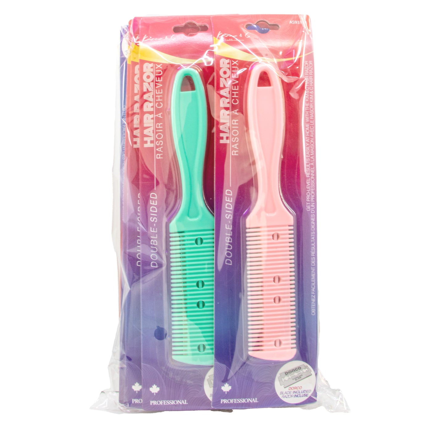 Two hairbrushes in packaging with a gradient background