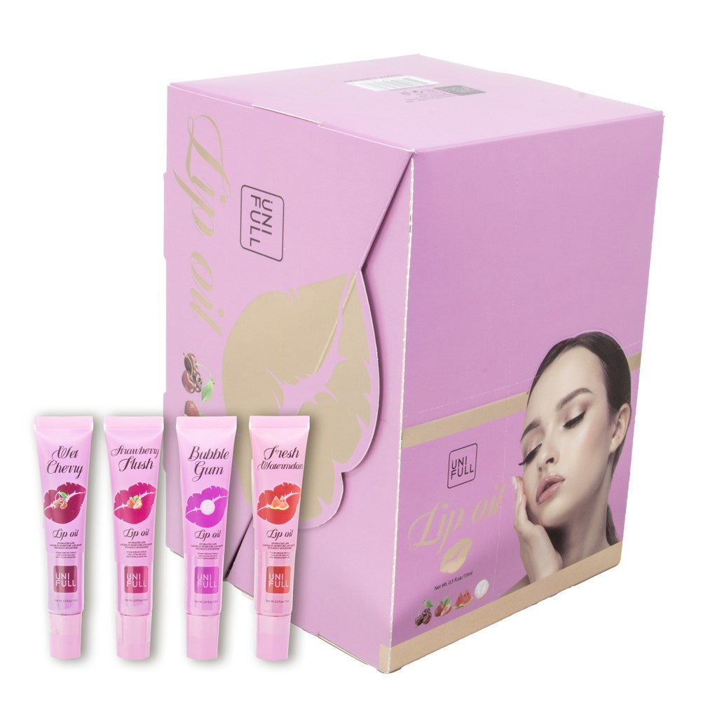 UNI FULL Lip Oil Pink Set (15ml, 4 Flavors X  6 Each)