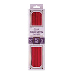 Annie brand 10-inch silky satin flexi rod in red, packaged in a tall white cardboard box with a purple label and two clear windows showing the red rods inside.