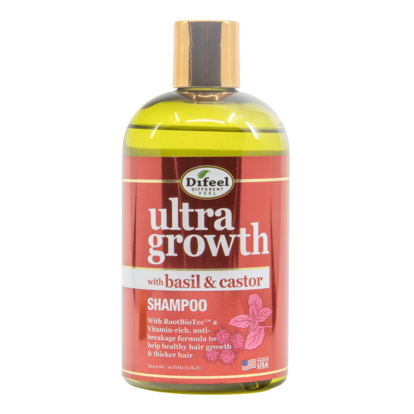 Difeel(Sunflower)  Ultra Growth Basil & Castor Oil Pro-Growth Shampoo (12oz)