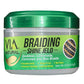 Jar of Via Natural Braiding Shine Jelo with green lid and label on a white background