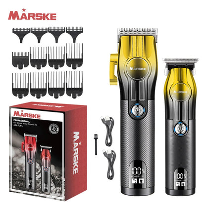 Márske hair trimmer set with attachments and packaging on a white background