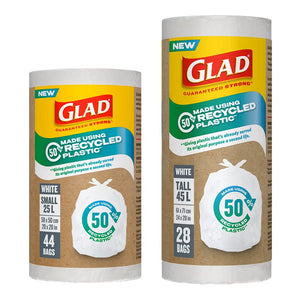 GLAD White Garbage Bag -Made Using Recycled Plastic