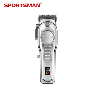 Hair clipper with digital display on a white background, branded as Sportsman.