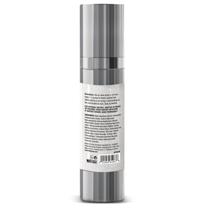 Skincare bottle with label on a white background