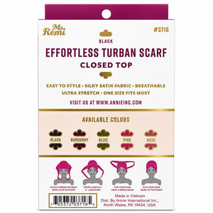 ANNIE Ms. Remi Effortless Turban Scarf Close Top - Black