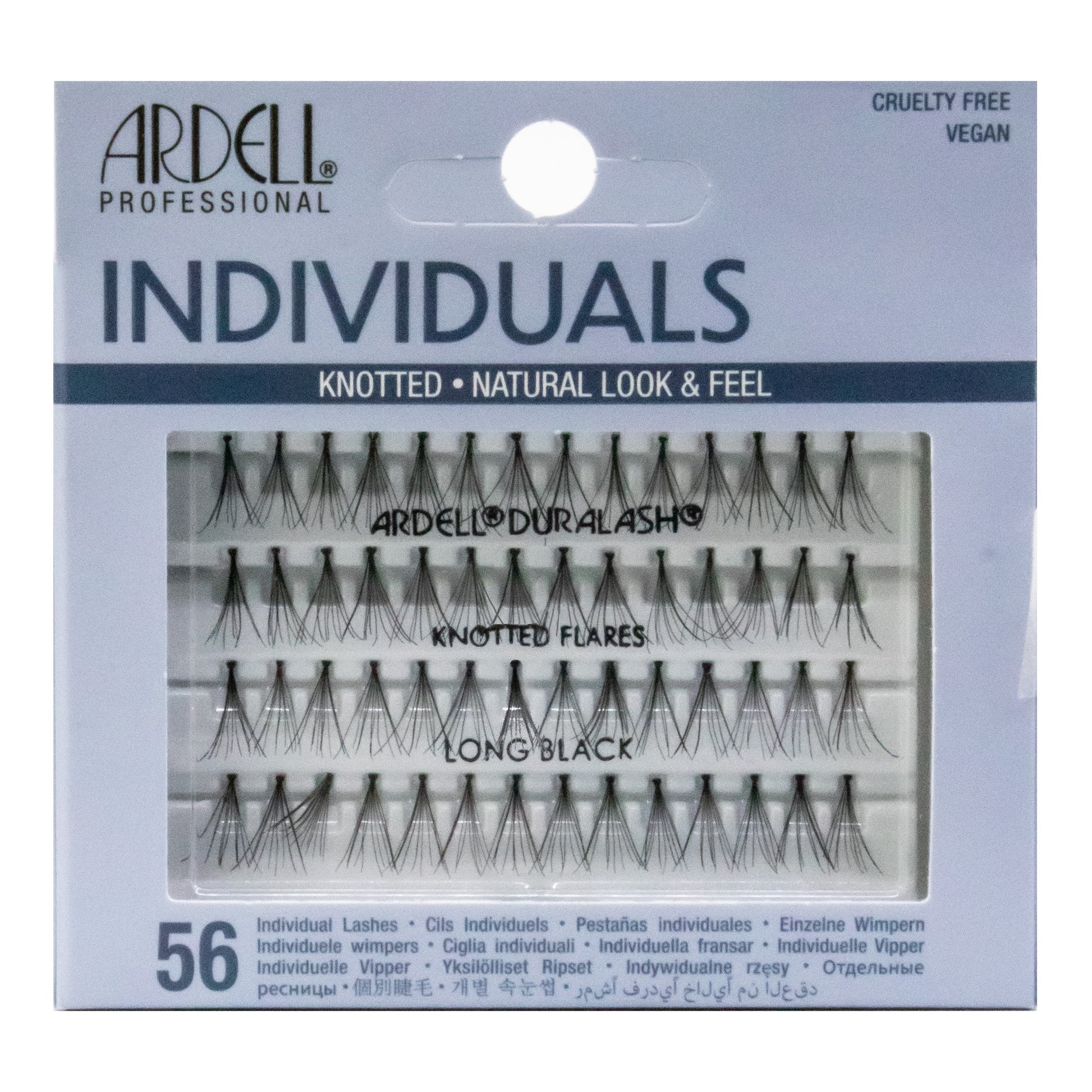 Ardell Individual Lashes packaging with lashes inside on a light blue background