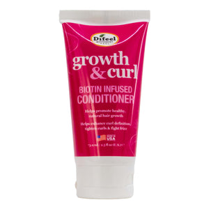 Difeel growth & curl conditioner tube on a white background