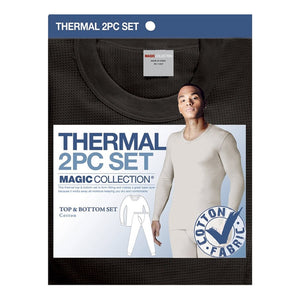 Magic Collection Men's Thermal Top & Bottom 2 pc Set #Black