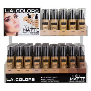 L.A. COLORS Truly Matte Liquid Foundation Acrylic Display with Testers(1.35oz, 14colors x 9pcs) (CAD93.1)