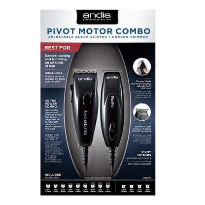 ANDIS Pivot Clipper Trimmer Combo [Black] [CUL Certified]