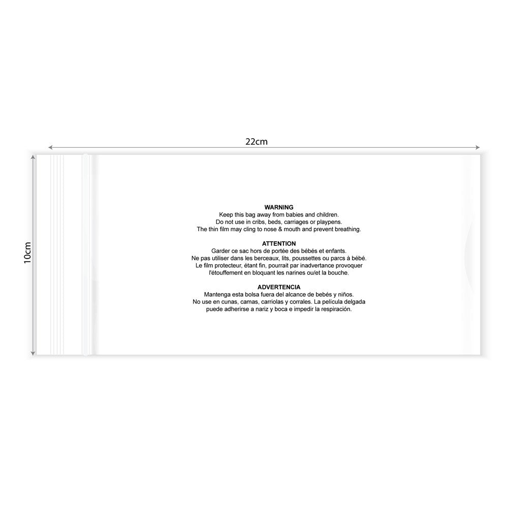 KIM & C Zipper Poly Bags with suffocation warning notice (100pc/pk)