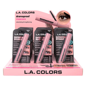 L.A. COLORS Dramaproof Mascara Display (0.41oz, Brown x 6pcs, Black x 12pcs) (CPD834)