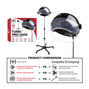 ANNIE Hot & Hotter Ceramic Turbo 4000 Stand Hood Dryer Black