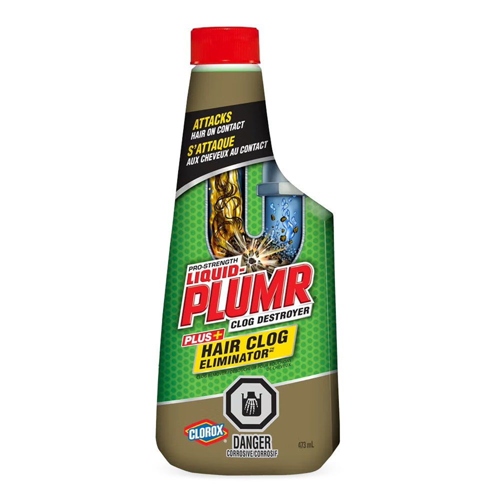 CLOROX LIQUID PLUMR Clog Destroyer + Hair Clog Eliminator (473ML)