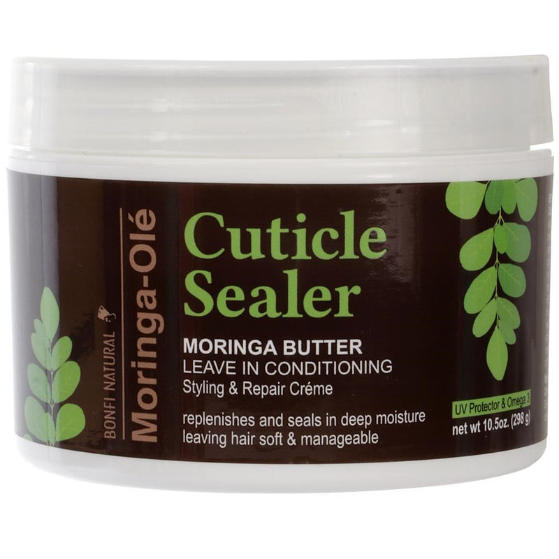 BONFI NATURAL Cuticle Sealer Moringa Butter Leave In Conditioning Styling & Repair Cream(10.5oz)