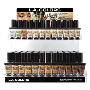 L.A. COLORS Ultimate Cover Concealer Acrylic Display with Testers (0.13oz, 24colors x 6pcs) (CAD453)
