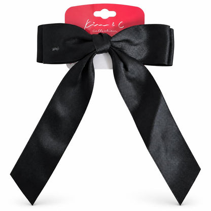 KIM & C Satin Long Tail Ribbon Bow Clip