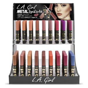 L.A. GIRL Metal Liquid Lipstick Acrylic Display (0.24oz, 18colors x 12pcs) (GCD259.1)