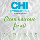 CHI Hydrate Care packaging with text and icons on a textured white background