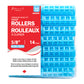 Pack of blue rollers with red label on a white background
