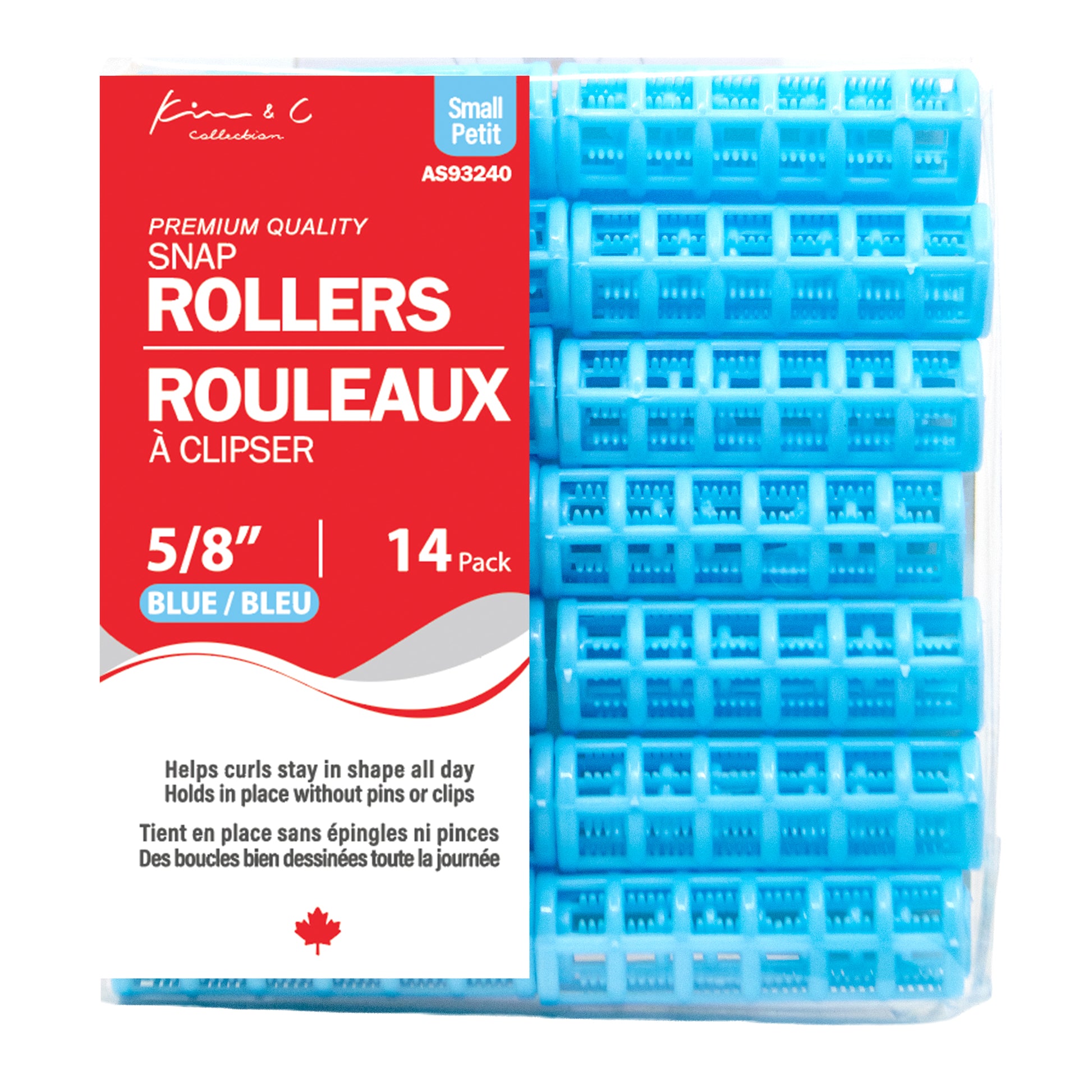 Pack of blue rollers with red label on a white background