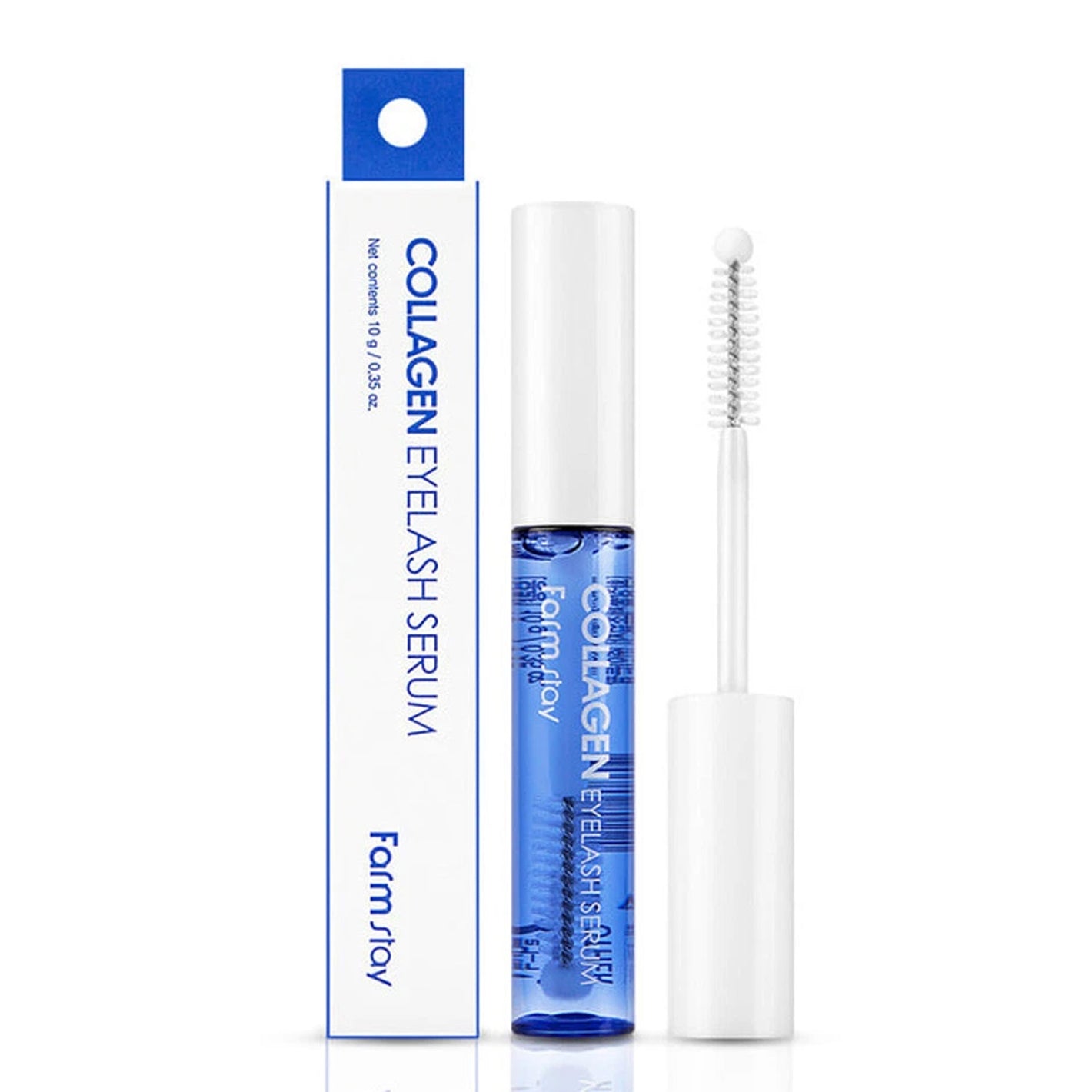 Collagen eyelash serum with packaging on a white background