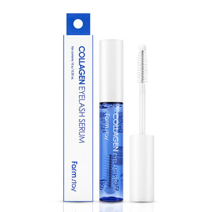 Collagen eyelash serum with packaging on a white background