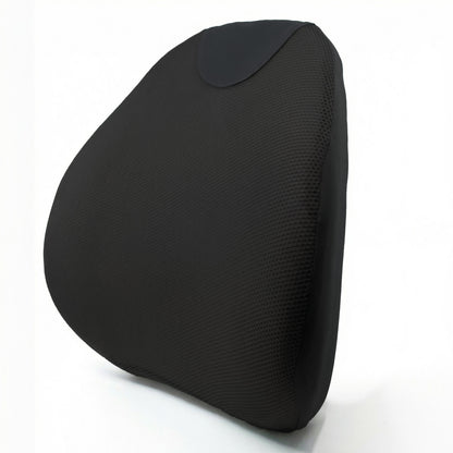 Black ergonomic seat cushion on a white background