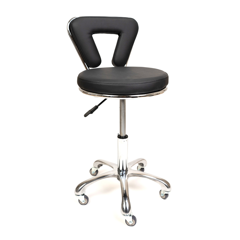 Gen'C Beauty Hydraulic Rolling Stool with Backrest Black