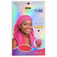 A boxed hair extension mesh tube set by Kim & C Collection, featuring a model wearing a pink fitted mesh tube head covering on the front of the packaging.