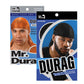 Two retail packages of Mr. Durag fashion leader duraags shown on a white background, one orange and one black, with model photos and product text visible.