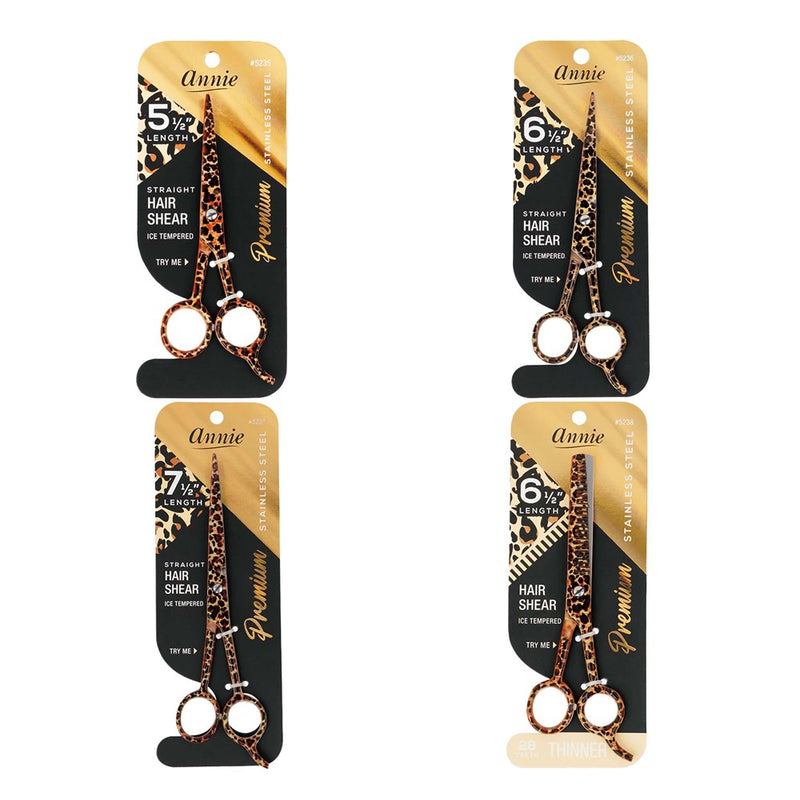 ANNIE Premium Stainless Steel Straight Hair Shears [Leopard Pattern]