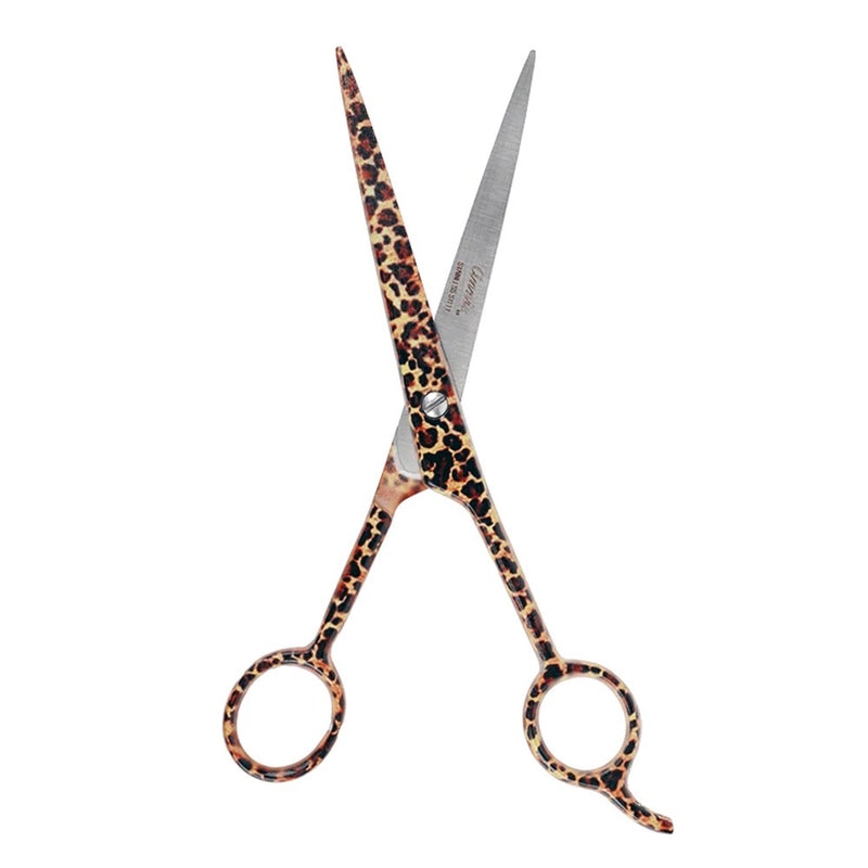 ANNIE Premium Stainless Steel Straight Hair Shears [Leopard Pattern]