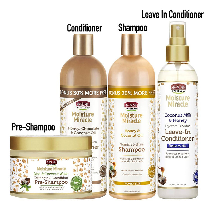 AFRICAN PRIDE Wash Day Bundle (Leave In Conditioner+Shampoo+Pre-Shampoo+Conditiner)