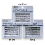 Ardell Individual Lashes packaging with 'short', 'medium', and 'long' labels on a white background