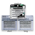 Ardell Individual Soft Touch eyelashes packaging with 'short', 'medium', and 'long' labels on a white background.