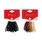Two packages of Krew & C collection braided hair ties on a white background. The left package contains black hair ties, and the right package contains burgundy, brown, and beige hair ties.