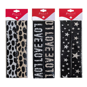 KIM & C Trendy Printed Elastic Headband Set (2pc)