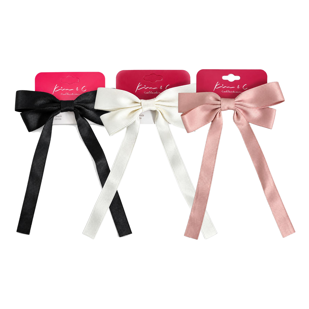 KIM & C Slim Ribbon Bow Clip with Long Tails