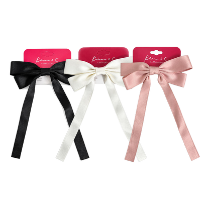 KIM & C Slim Ribbon Bow Clip with Long Tails