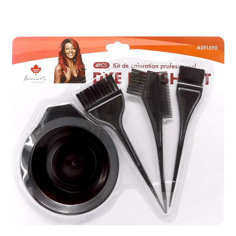 KIM & C 4pcs Dye Brush Kit (Tint Bowl & 3 Dye Brushes)